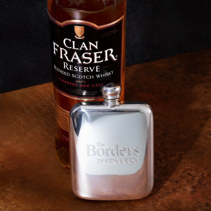 Clan Fraser Reserve whisky + Borders Distillery hip flask